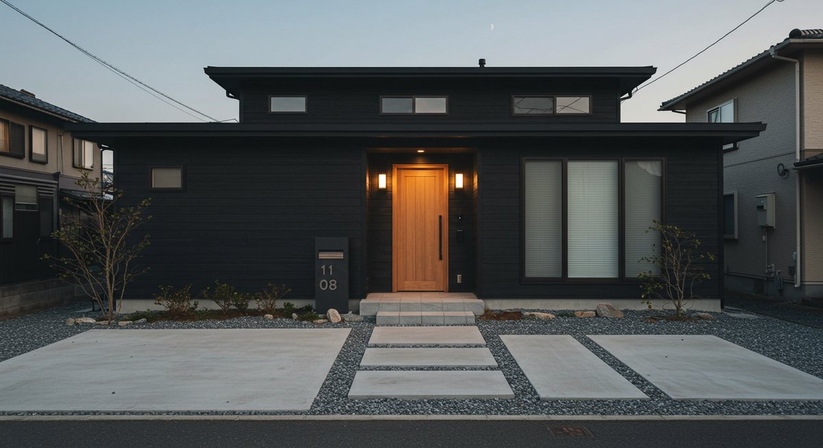 平屋 黒い外壁