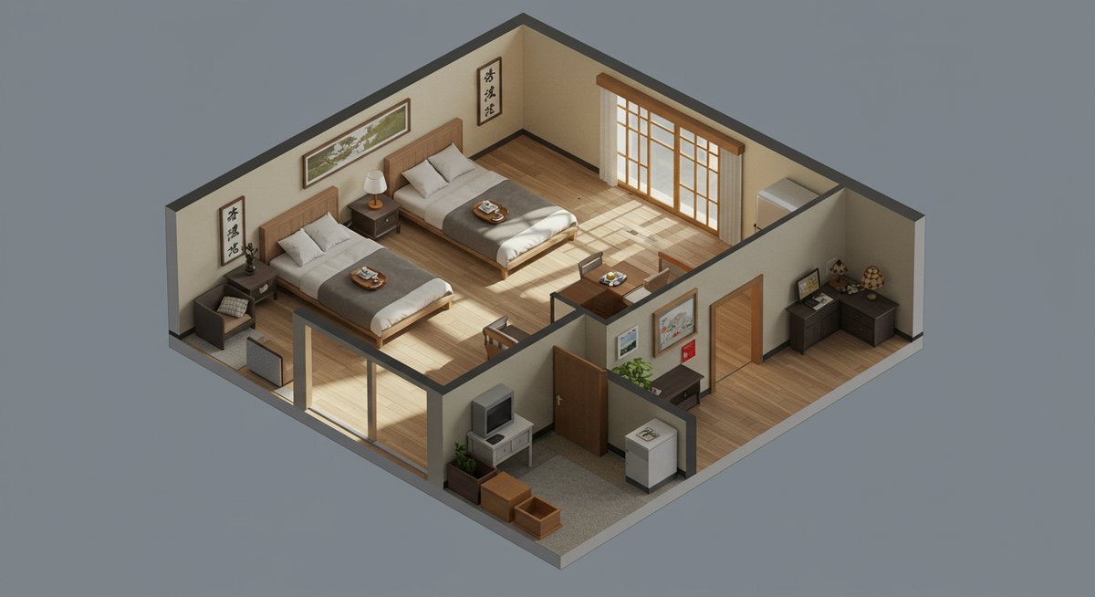 5畳 セミダブル2つ