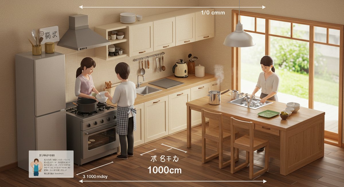 キッチン 通路幅 100cm